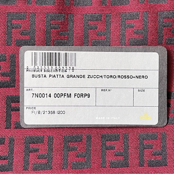 New 2 FENDI Zucca Zucchino Pouch Red Canvas Vintage - Picture 7 of 7